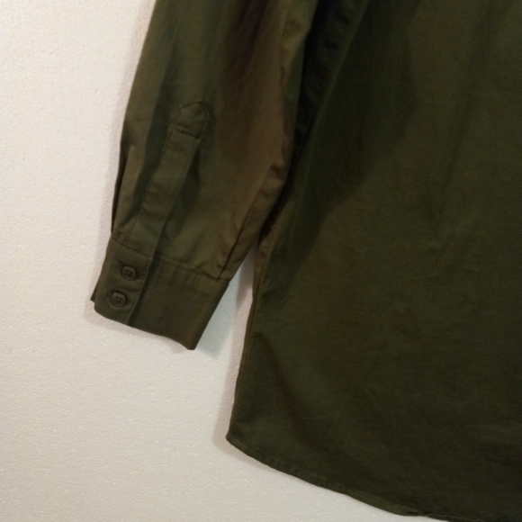 Susan Graver Dark Green Button Up Blouse Size 10 - Picture 6 of 10